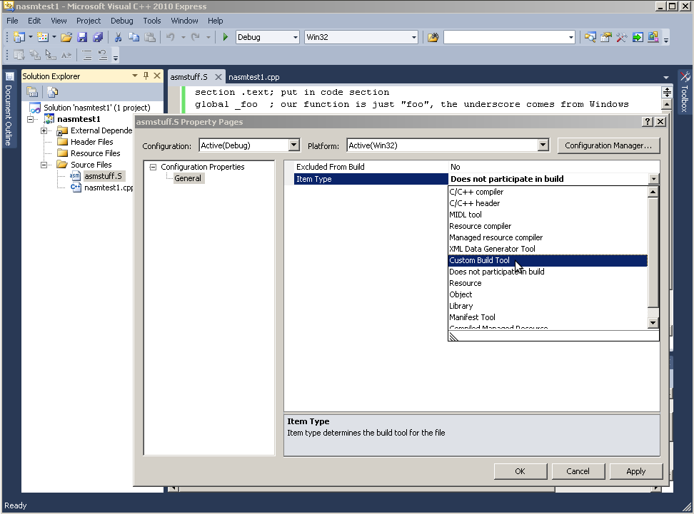 Where to click in Visual C++ GUI